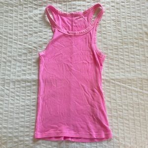 aerie size xs neon pink ribbed tank top